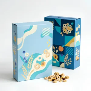 custom blue cereal box packaging