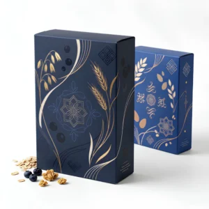 custom printed blue cereal box